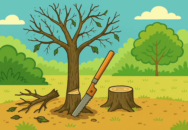 Cutting unwanted garden tree