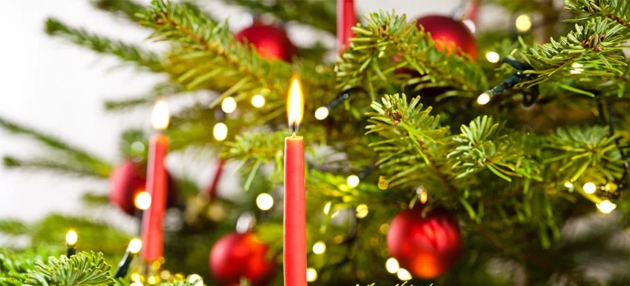 Christmas tree decorated with candles