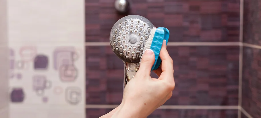 cleaning a shower head