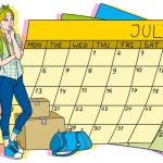 Drawing of girl with large calendar