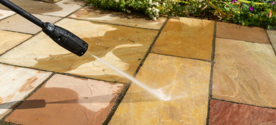 pressure washing garden slabs