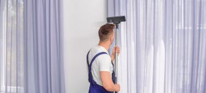 A professional cleaning net curtains