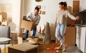 Couple doing end of tenancy cleaning