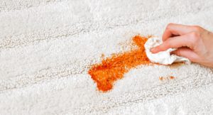 Getting tomato sauce out of white carpet