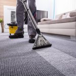 Professional cleaning a dirty carpet