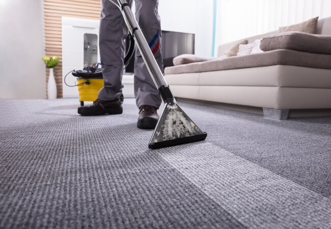 Professional cleaning a dirty carpet