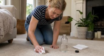 Illustration representing how to get glue out of carpet