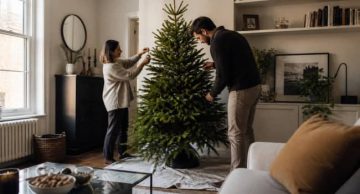 Illustration representing where to put a christmas tree